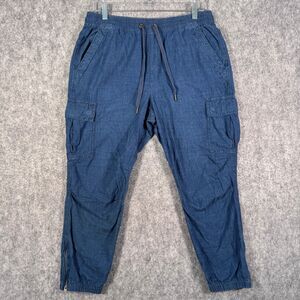 Polo Ralph Lauren Cargo Joggers Mens Medium 32x24 Blue Ankle Zip Drawstring